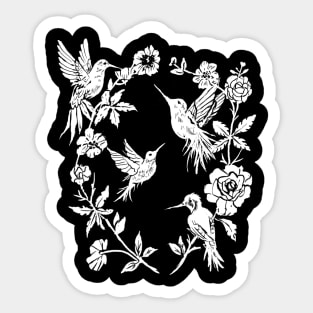 Wild Hummingbirds & Flowers, Magical Nature, Witchy, Goth Sticker